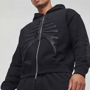 Sudadera con capucha personalizada con cremallera completa y diseño gráfico de esqueleto, con estampado de huesos, capucha con cordón ajustable, puños acanalados y cómoda - Product Image 5