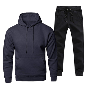 Ensemble de survêtement décontracté pour homme en molleton de coton, sweat à capuche et pantalon de jogging, fermeture éclair intégrale, tenue de sport personnalisée - Product Image 3