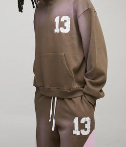 Conjunto de chándal de moda: Sudadera con capucha de hombros caídos y pantalón holgado, estilo oversize, con efecto lavado 13 y jogger con refuerzo. - Product Image 6