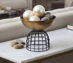 Modern <b>Metal</b> <b>Bowl</b> With Brass Finish Wire Base Handmade Decorative Serving <b>Bowl</b> For Home Gifting Elegant Home Accent - Product Image 5