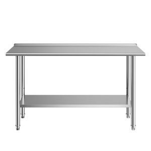 Mesa de Trabajo Comercial de Acero Inoxidable con Protector Trasero de 24x60 Pulgadas, Estación de Preparación de Cocina Ajustable - Product Image 1