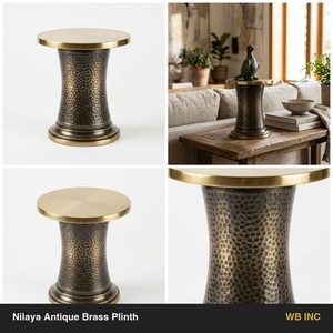 Antique Brass Solid Brass Nilaya 22 cm Handmade Decor <b>Riser</b> Plinth for Home Hotel Wedding <b>Table</b> Decorations - Product Image 6