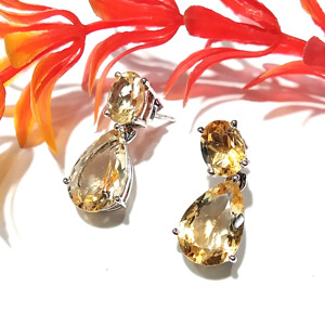 Natural Citrine <b>Drop</b> Gemstone Earrings, 925 Sterling Silver, Yellow Gemstone Jewelry Gift Birthday Earring - Product Image 6