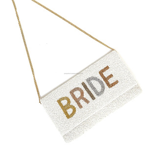 กระเป๋าถือสำหรับเจ้าสาวประดับลูกปัดสีขาวสำหรับเจ้าสาวกระเป๋างานราตรีสำหรับงานแต่งงานดีไซน์เนอร์ของผู้หญิงกระเป๋าถือประดับเลื่อมลูกปัดแก้วทนทาน - Product Image 2