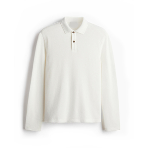 Polo de manga larga para hombre con lavado vintage, acabado suave al tacto para un estilo casual y comodidad relajada en la temporada de transición. - Product Image 1