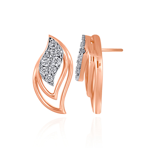 Pendientes de Diamantes Silken Curve en Oro Rosa, Corte Brillante Redondo, Pendientes de Lujo para Mujer para Uso Diario - Product Image 3
