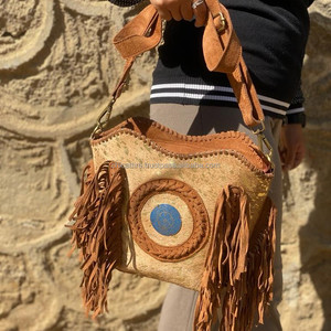 Bolsos cruzados con flecos de cuero de ante metálico para el cabello, diseño único, monederos de hombro de Concho medio de cuero genuino - Product Image 4