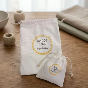 Pochette en toile réutilisable avec cordon de serrage pour emballage cadeau, mariages, festivals, produits de vente au détail et approvisionnement en gros - Product Image 4