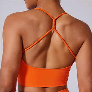 Soutien-gorge de sport sans couture pour femme, col carré, dos croisé, bretelles spaghetti, pour la gym, le fitness et l'entraînement - Product Image 6