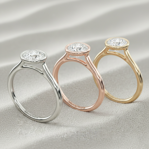 แหวนหมั้นทรงกลมหรูหรา Stonewels ประดับเพชรเม็ดเดี่ยว ทำจากทองคำแท้ |   เพชรแล็บโกรว์แบบฝังขอบ พร้อมใบรับรอง - Product Image 4