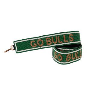 Sangle de sac à main sport personnalisée en perles de verre Go Bulls, faite à la main avec une base en coton, fabriquée en Inde - Product Image 1