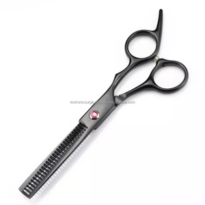 Tijeras Profesionales de Peluquería de Acero Inoxidable Negro de 6 Pulgadas con Mango de Goma, OEM, ODM, Logotipo Personalizado, Venta al Por Mayor - Product Image 1