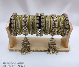 Ensemble de bracelets de luxe en tungstène plaqué or multicolores, style original pour femmes, cadeau de mariage indien, fiançailles, fête, anniversaire - Product Image 1