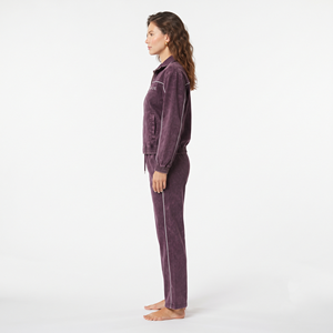 Conjunto Deportivo Casual Personalizado para Mujer, Corte Regular, Lavado Ácido, Color Sólido, Chaqueta con Cremallera Completa y Ribete en Contraste - Product Image 4