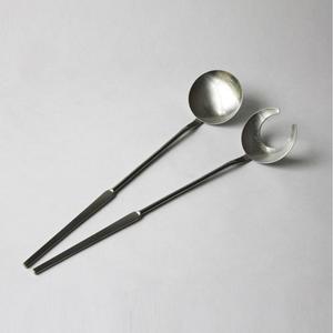 Metal Salad Servers <b>Set</b> With Patterned Handles And Fork Spoon Design For Serving Salads Dishwasher Safe Metal Salad Cutlery <b>Set</b> - Product Image 2