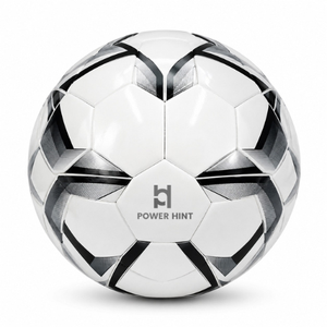 Ballon de football d'entraînement Power Hint en cuir PU de haute qualité, durable, design blanc et noir. - Product Image 1
