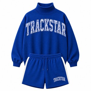 Conjunto Deportivo de Sudadera Holgada y Pantalones Cortos para Mujer Trackstar, Modelo TS-SET-093 - Product Image 1