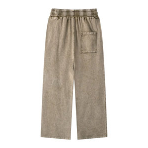 Wholesale 100% Cotton Fleece Blank Sweatpants High Quality with Pocket Custom Acid Washed <b>Spray</b> Jogger <b>Sun</b> Faded Sweatpants - Product Image 4