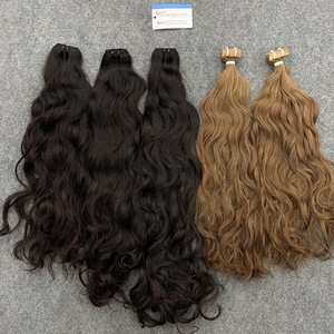 Lot de Cheveux Remy Tendance Noir Naturel Ondulé Double Trame Faite à la Machine Cheveux Humains Vietnamiens Pointes Épaisses Finition Haut de Gamme Prêt à l'emploi - Product Image 1
