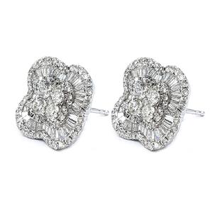 Custom Made Trendy Gift 18K Solid White Gold Natural Diamond Round Shape Modern Earring Stud for Women - Product Image 2