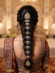 Luxury Bridal Kundan Hair Choti Gold Plated Pearl Bridal <b>Braid</b> Hair <b>Accessory</b> Traditional Wedding Hair Jewelry Women - Product Image 3