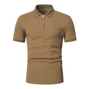 Polo à col zippé pour homme, rose, confortable, 100% coton, pour un usage décontracté, manches courtes, grandes tailles - Product Image 1