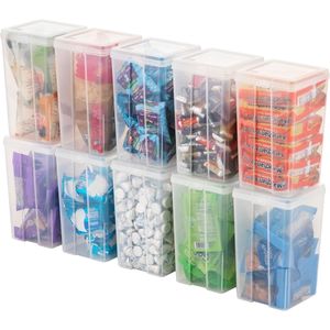 Contenitori Impilabili con Coperchio a Cerniera, Dimensioni Medie, Scatole in Plastica con Coperchi per Organizzazione Casa e Ufficio, Contenitore per Stoccaggio Verticale - Product Image 1