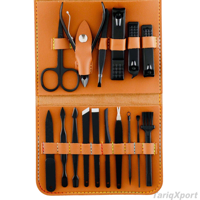 Vente en gros de kits de manucure et pédicure professionnels, durables, légers, réutilisables, luxueux, en acier inoxydable, avec étui de voyage