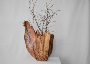 Handmade Olive Wood Vase: Large Sculptural Minimalist Home Decor - Product Image 5
