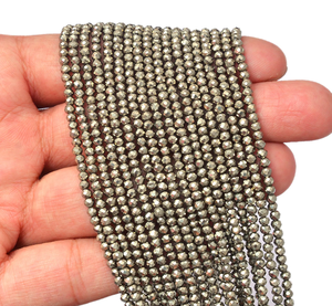 Piedras Preciosas de Pirita AAA+ de 3 mm, Microperlas Facetadas, Pirita Natural de Perú, Piedras Preciosas Semipreciosas Sueltas para la Fabricación de Joyas - Product Image 3