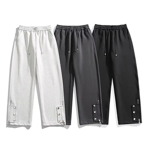 Pantalon de jogging cargo pour homme avec boutons-pression à l'ourlet, taille élastique et cordon de serrage, style streetwear décontracté, personnalisable OEM - Product Image 1