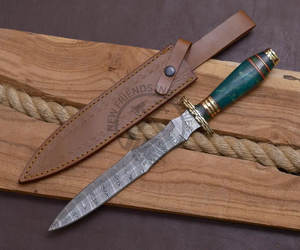 Nouvelle édition de couteau de survie artisanal, couteaux Dogger en acier Damas avec manche en résine, meilleur couteau de chasse de collection, couteau à lame fixe - Product Image 2