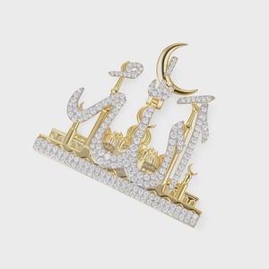 Colgante de Plata de Ley 925 Chapado en Oro de 18K con Moissanita y Diamantes, Diseño de Luna Creciente, Estilo Hip Hop de Lujo para Fiestas - Product Image 2