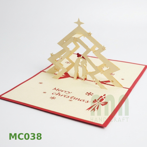 การ์ดอวยพร ANN HANDICRAFT MC038 แบบกำหนดเอง ขนาด A5 ตัดด้วยเลเซอร์ 3 มิติ ป๊อปอัพ ลายนูน 'ขอบคุณ' ธีมคริสต์มาสวีียดนาม สำหรับวันพิเศษ - Product Image 1