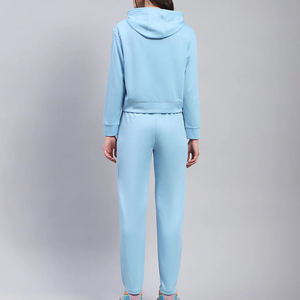 Women's Custom Logo Thick Fleece Breathable Fit 100% Cotton Pullover Tracksuit 2-Piece <b>Set</b> Winter Casual Solid Jogging Cotton - Product Image 5