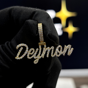 <b>Custom</b> Deymon <b>Name</b> Pendant 925 Sterling Silver VVS Moissanite 14K Gold Plated Iced Out <b>Necklace</b> Charm - Product Image 1