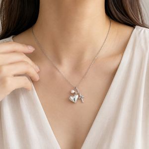 Collier avec pendentif en forme de cœur en acier inoxydable personnalisé avec breloque en perle pour commande OEM ODM de marque - Product Image 2