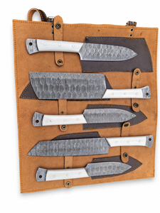 BurraqCustom Handmade Forged Damascus Steel Chef <b>Knife</b> Set 5-Piece Bone Handle Traditional Style Ambidextrous Dishwasher <b>Safe</b> - Product Image 2