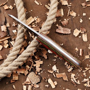 Cuchillo de Hoja Fija de Acero de Damasco para Senderismo al Aire Libre, Herramienta Manual Multiusos para Camping, Supervivencia, Caza, Cuchillo Táctico para Montañismo - Product Image 3