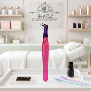 Pinzas para Extensión de Pestañas con Logotipo Personalizado, Punta Morada, Color Rosa, Punta de Fibra para Extensión de Pestañas - Product Image 1