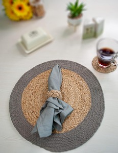 Premium Quality Jute and Cotton Placemat <b>Set</b> of <b>4</b> Handmade <b>Dining</b> <b>Table</b> Mats <b>for</b> Home Kitchen Decor Use Indian Supplier - Product Image 1
