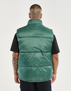 Men's Green Stand Collar Puffer Vest Windproof Solid Color Casual Winter Outerwear Polyester <b>Wadding</b> Regular Fit - Product Image 2
