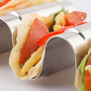 Silver Polished Stainless Steel Taco Holder with Smooth Finish Perfect for Home and Garden Taco Food Stand <b>Racks</b> - Product Image 4