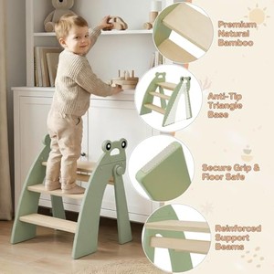 Tabouret en bois d'acacia vert pour enfants, vente en gros, Moradabad - Product Image 4