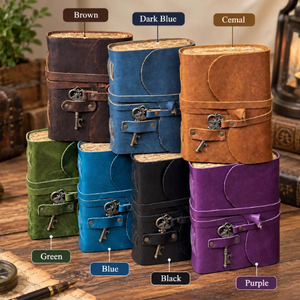 Handmade Vintage Leather Journal - <b>Blank</b> <b>Book</b> of Shadows with brass Key closure - Product Image 5