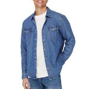 Chemise en jean pour homme à manches longues, style streetwear, décontractée, en tissu respirant, options de logo personnalisé, fournisseur en gros, OEM - Product Image 6