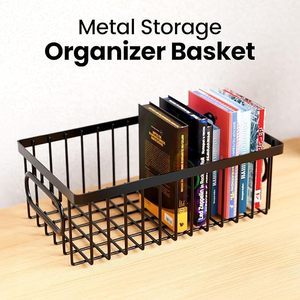 Hooked Multipurpose 15" Utility <b>Basket</b> Sturdy Steel Wire Storage Solution Curved Easy Grab <b>Handles</b> Decorative OrganizatioN - Product Image 6