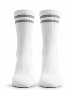 Chaussettes de sport blanches tissées écologiques respirantes antidérapantes avec bande noire personnalisée pour jeunes, course, basketball, football