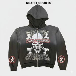 Sudadera con capucha y cremallera para hombre con logo personalizado, 100% algodón, forro polar, efecto desgastado por el sol, lavado ácido, estilo vintage, oversize, con serigrafía. - Product Image 4