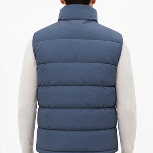 Wholesale Slate Blue Puffer Vest Men Stand Collar Winter Warm Sleeveless <b>Padded</b> Quilted Jacket - Product Image 4